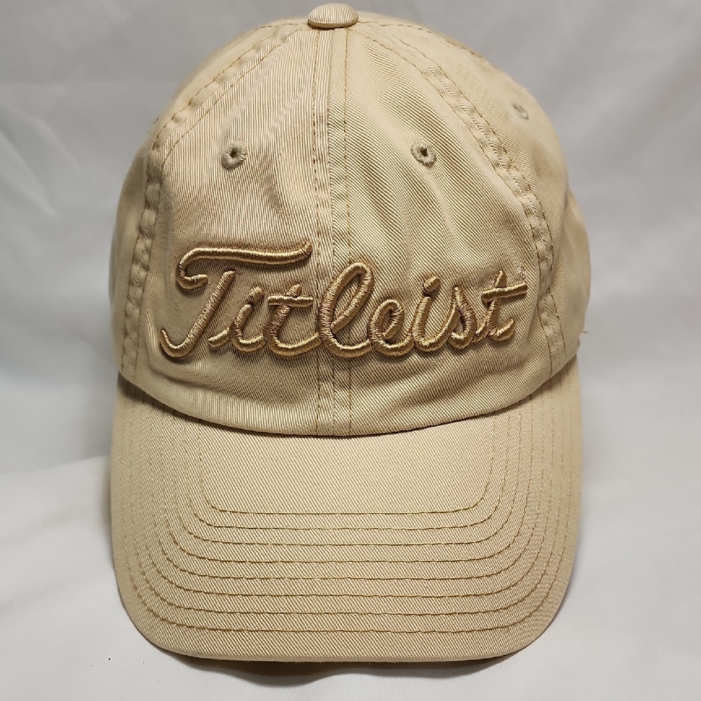 Titleist Beige Strapback Cap with Gold Embroidery